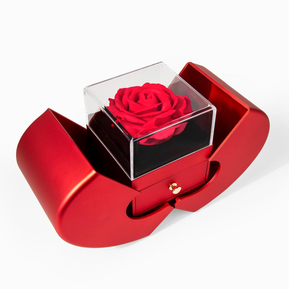 Valentine's Day Forever Love Necklace – Romantic Gift in Red Heart Rose Box - Dsflair