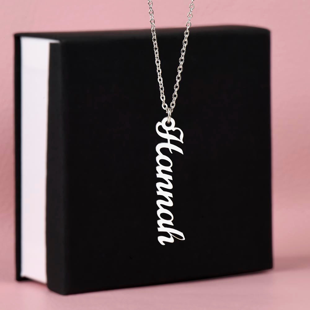 To My Boyfriend's Mom - I Will Love Your Son Forever - Personalized Vertical Name Necklace