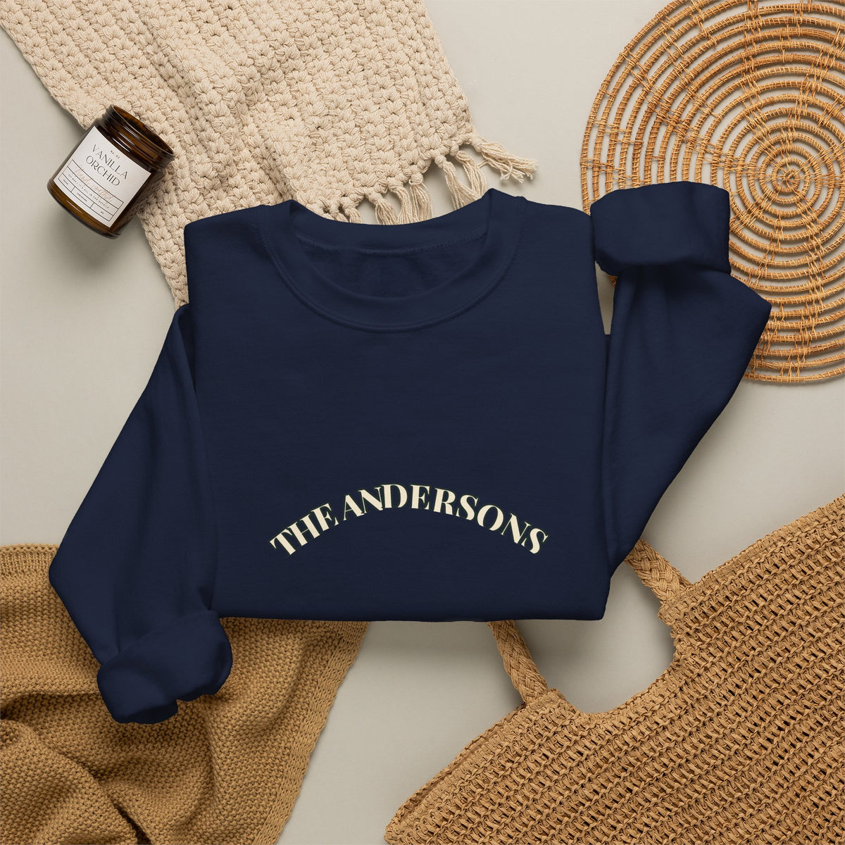 Personalized Family Name Christmas Sweatshirt 2026 – Printed Varsity Crewneck, Custom Family Christmas Gift