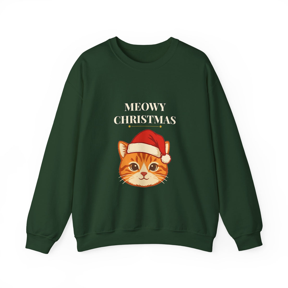 Meowy Christmas Cat Sweatshirt – Vintage Cat in Santa Hat, Funny Cat Lover Christmas Crewneck Gift