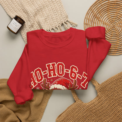 HO-HO-6-7 Funny Christmas Sweatshirt – Viral Reindeer Holiday Crewneck