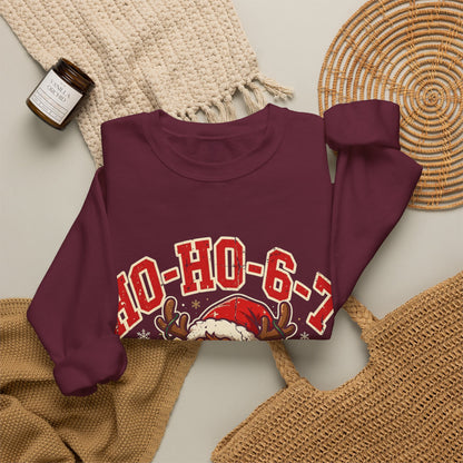 HO-HO-6-7 Funny Christmas Sweatshirt – Viral Reindeer Holiday Crewneck