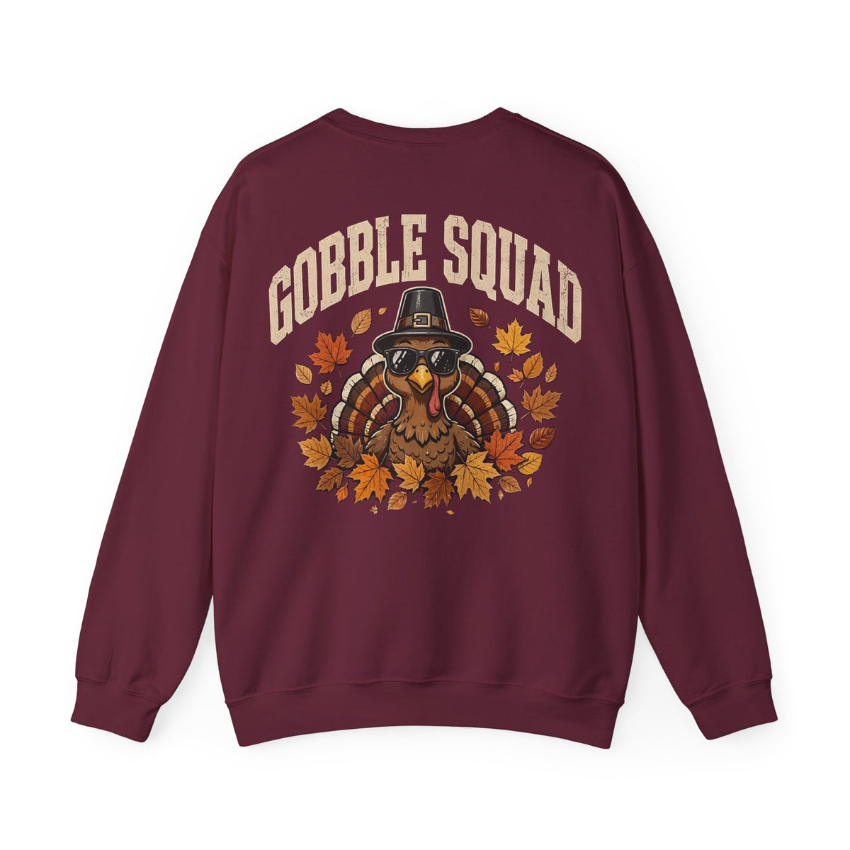 Gobble Squad Thanksgiving Sweatshirt – Funny Turkey Back Print, Peek-a-Boo Front, Fall Family Dinner Crewneck
