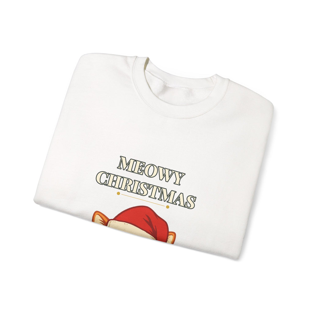 Meowy Christmas Cat Sweatshirt – Vintage Cat in Santa Hat, Funny Cat Lover Christmas Crewneck Gift