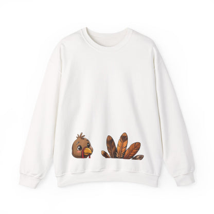 Gobble Squad Thanksgiving Sweatshirt – Funny Turkey Back Print, Peek-a-Boo Front, Fall Family Dinner Crewneck