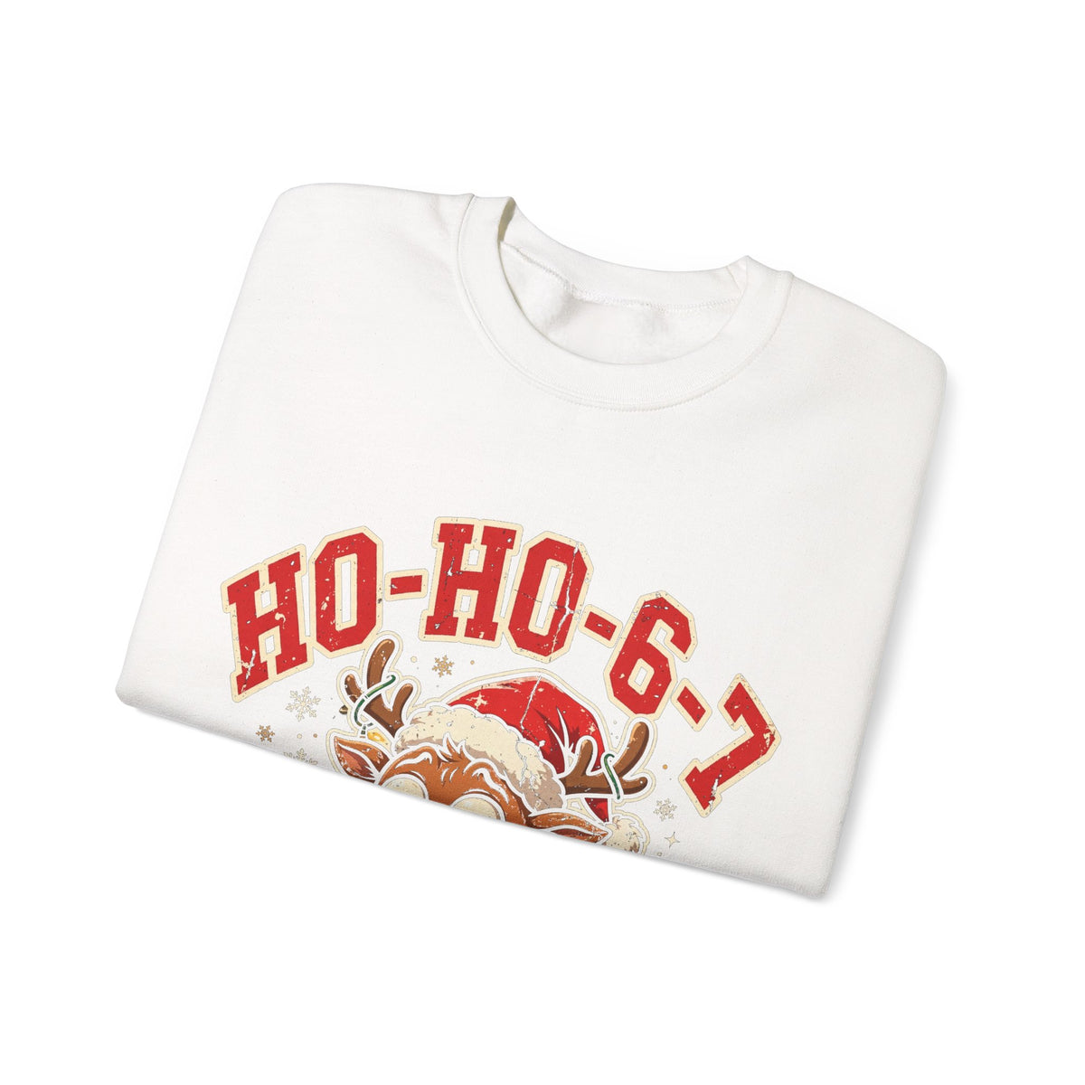 HO-HO-6-7 Funny Christmas Sweatshirt – Viral Reindeer Holiday Crewneck
