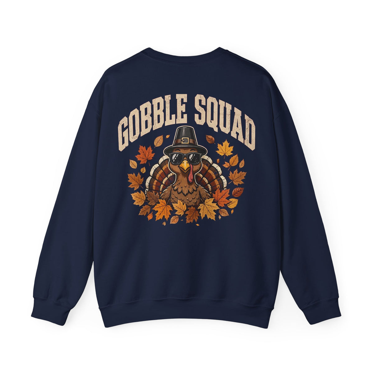 Gobble Squad Thanksgiving Sweatshirt – Funny Turkey Back Print, Peek-a-Boo Front, Fall Family Dinner Crewneck