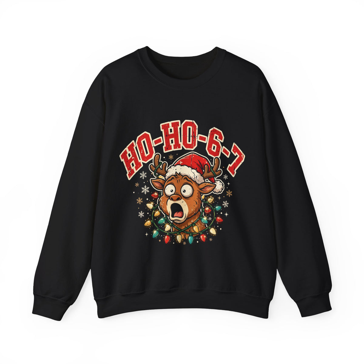 HO-HO-6-7 Funny Christmas Sweatshirt – Viral Reindeer Holiday Crewneck