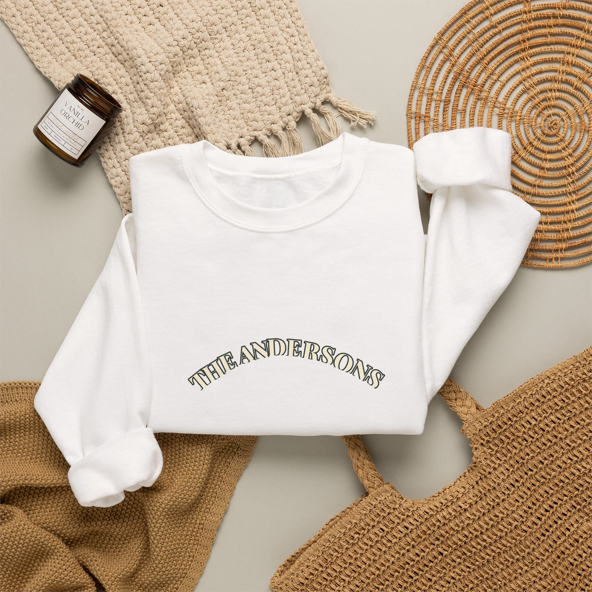 Personalized Family Name Christmas Sweatshirt 2026 – Printed Varsity Crewneck, Custom Family Christmas Gift