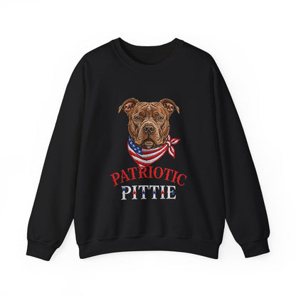 Patriotic Pit Bull Sweatshirt – Embroidered-Style American Flag Dog Crewneck