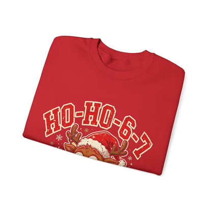 HO-HO-6-7 Funny Christmas Sweatshirt – Viral Reindeer Holiday Crewneck