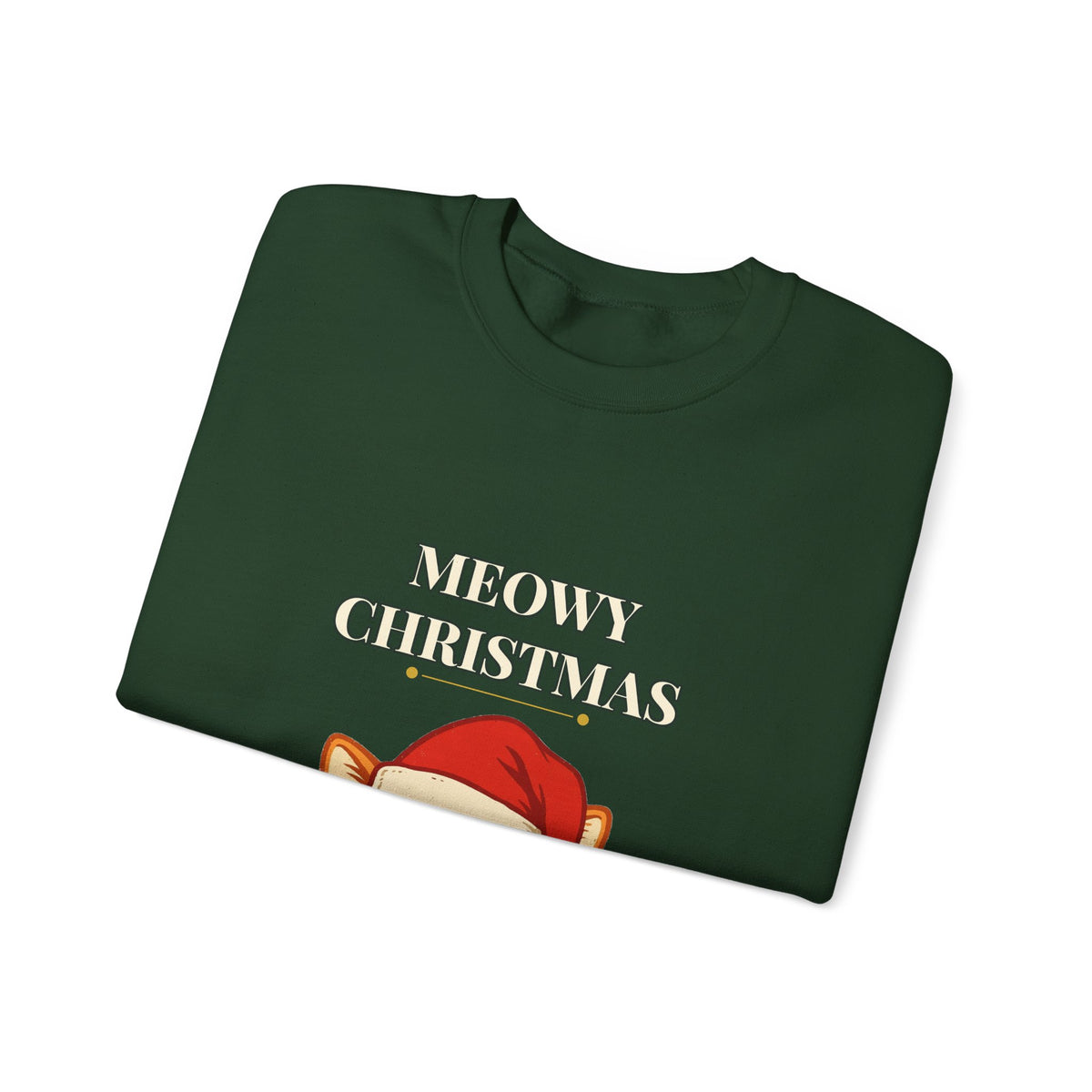 Meowy Christmas Cat Sweatshirt – Vintage Cat in Santa Hat, Funny Cat Lover Christmas Crewneck Gift