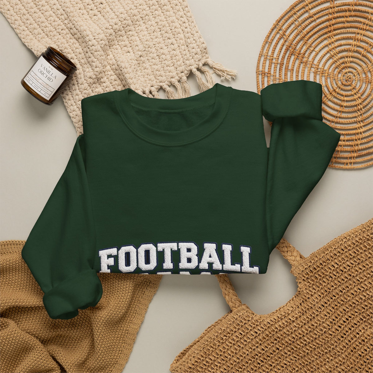 Football Mama Sweatshirt – Game Day Puff Letter Crewneck for Sports Moms