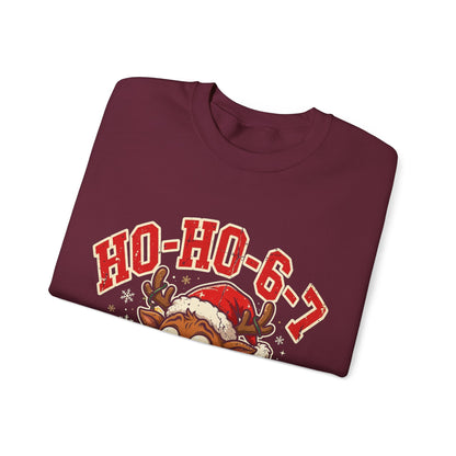 HO-HO-6-7 Funny Christmas Sweatshirt – Viral Reindeer Holiday Crewneck