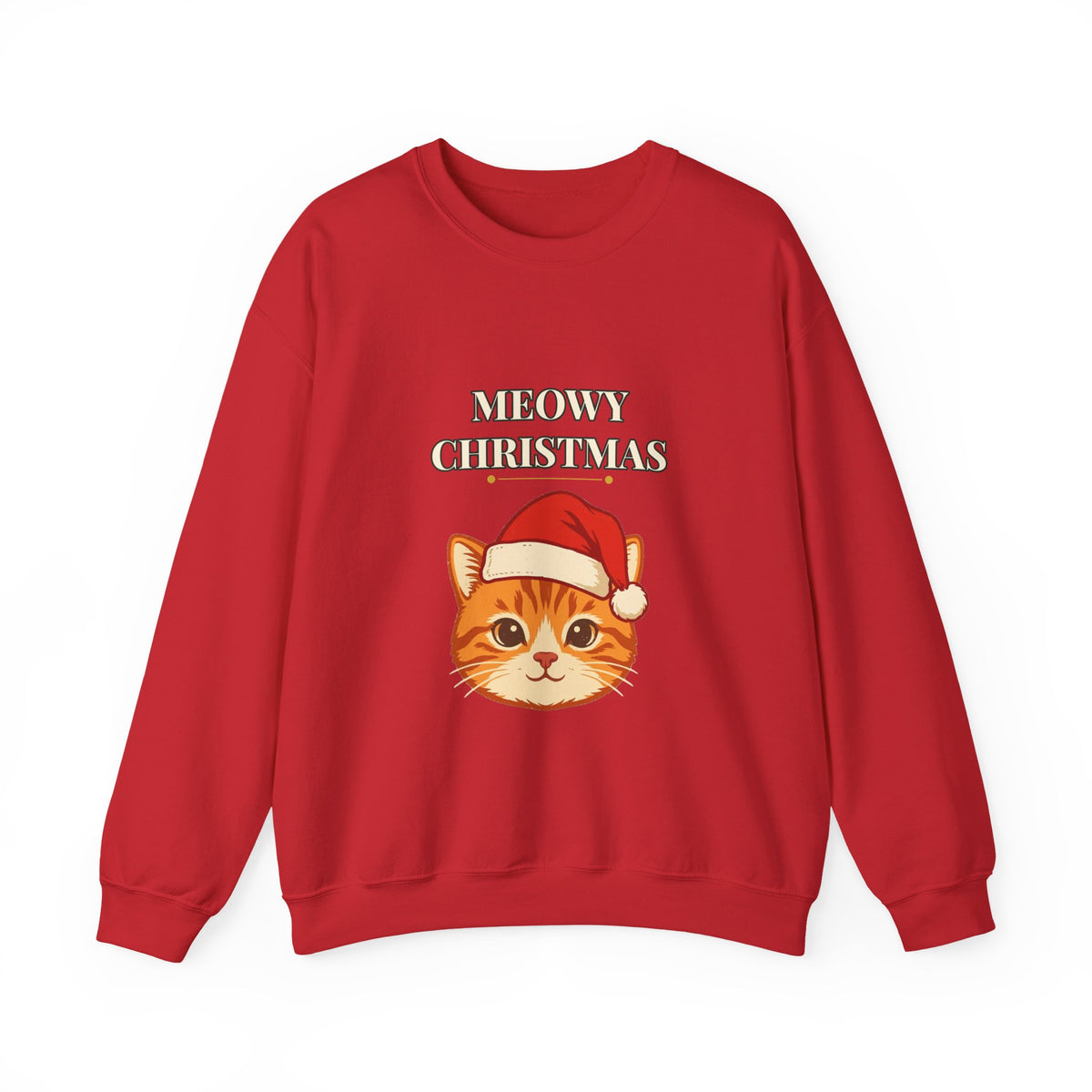 Meowy Christmas Cat Sweatshirt – Vintage Cat in Santa Hat, Funny Cat Lover Christmas Crewneck Gift