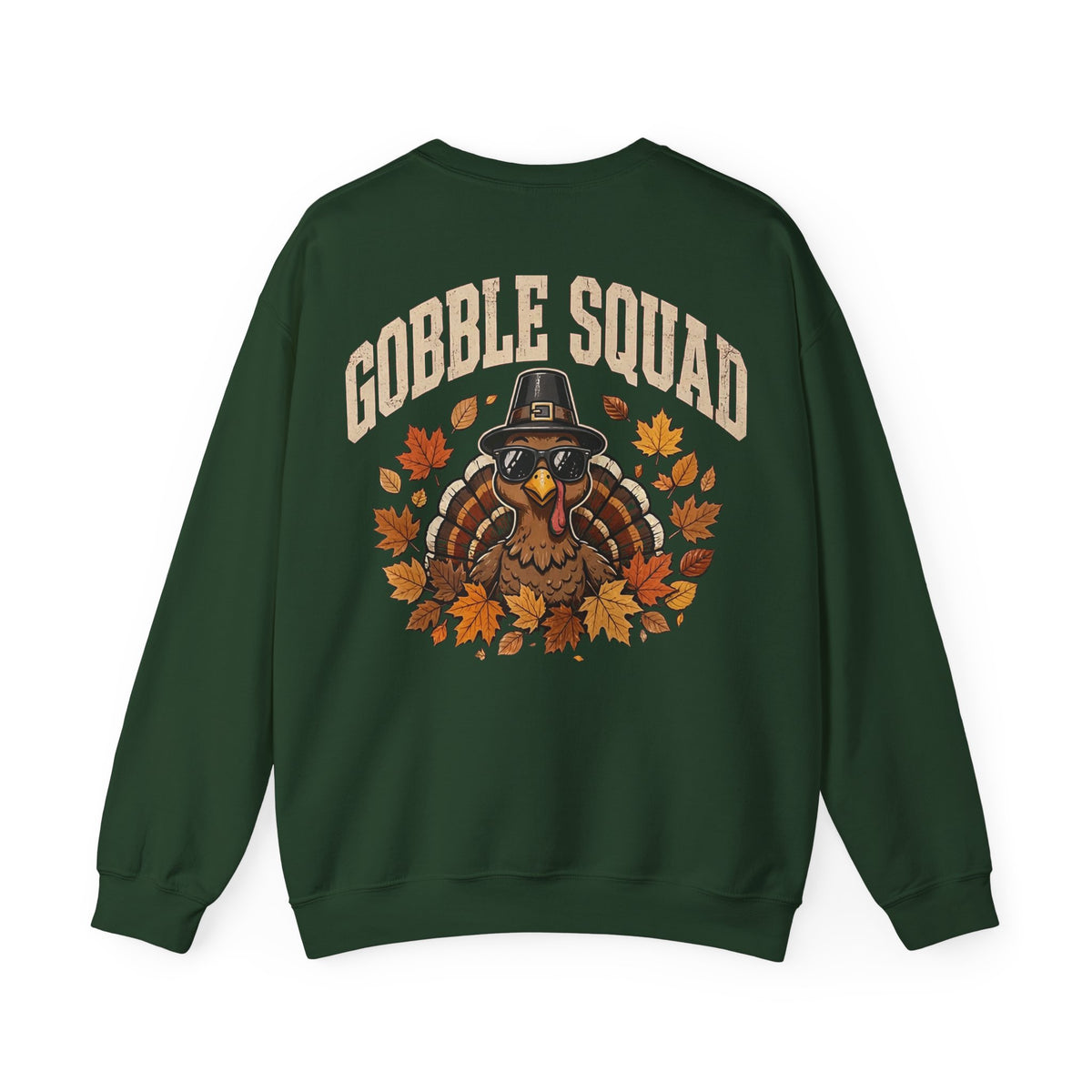Gobble Squad Thanksgiving Sweatshirt – Funny Turkey Back Print, Peek-a-Boo Front, Fall Family Dinner Crewneck
