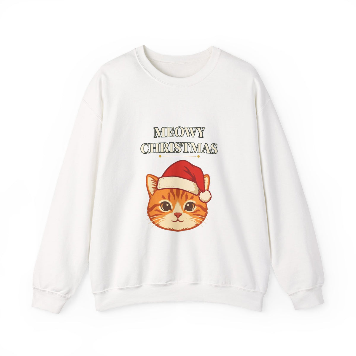 Meowy Christmas Cat Sweatshirt – Vintage Cat in Santa Hat, Funny Cat Lover Christmas Crewneck Gift