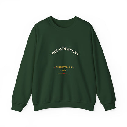 Personalized Family Name Christmas Sweatshirt 2026 – Printed Varsity Crewneck, Custom Family Christmas Gift