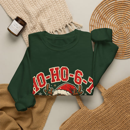 HO-HO-6-7 Funny Christmas Sweatshirt – Viral Reindeer Holiday Crewneck