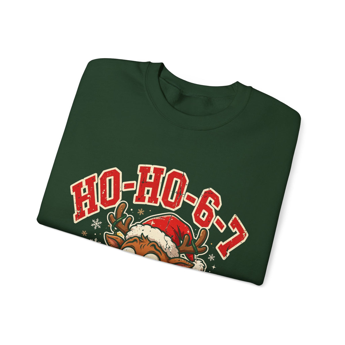 HO-HO-6-7 Funny Christmas Sweatshirt – Viral Reindeer Holiday Crewneck