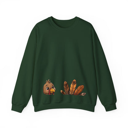 Gobble Squad Thanksgiving Sweatshirt – Funny Turkey Back Print, Peek-a-Boo Front, Fall Family Dinner Crewneck