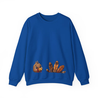 Gobble Squad Thanksgiving Sweatshirt – Funny Turkey Back Print, Peek-a-Boo Front, Fall Family Dinner Crewneck
