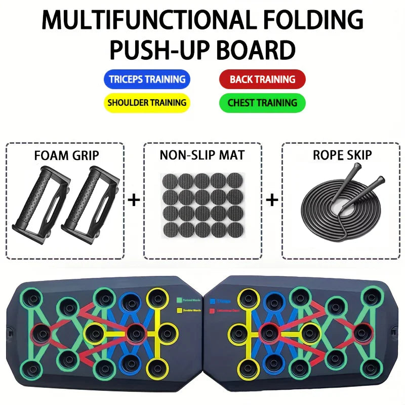 Portable Multifunctional Push-Up Board Set with Handles – Foldable Fitness Equipment for Comprehensive Chest, Abdomen, Arms, and Back Training