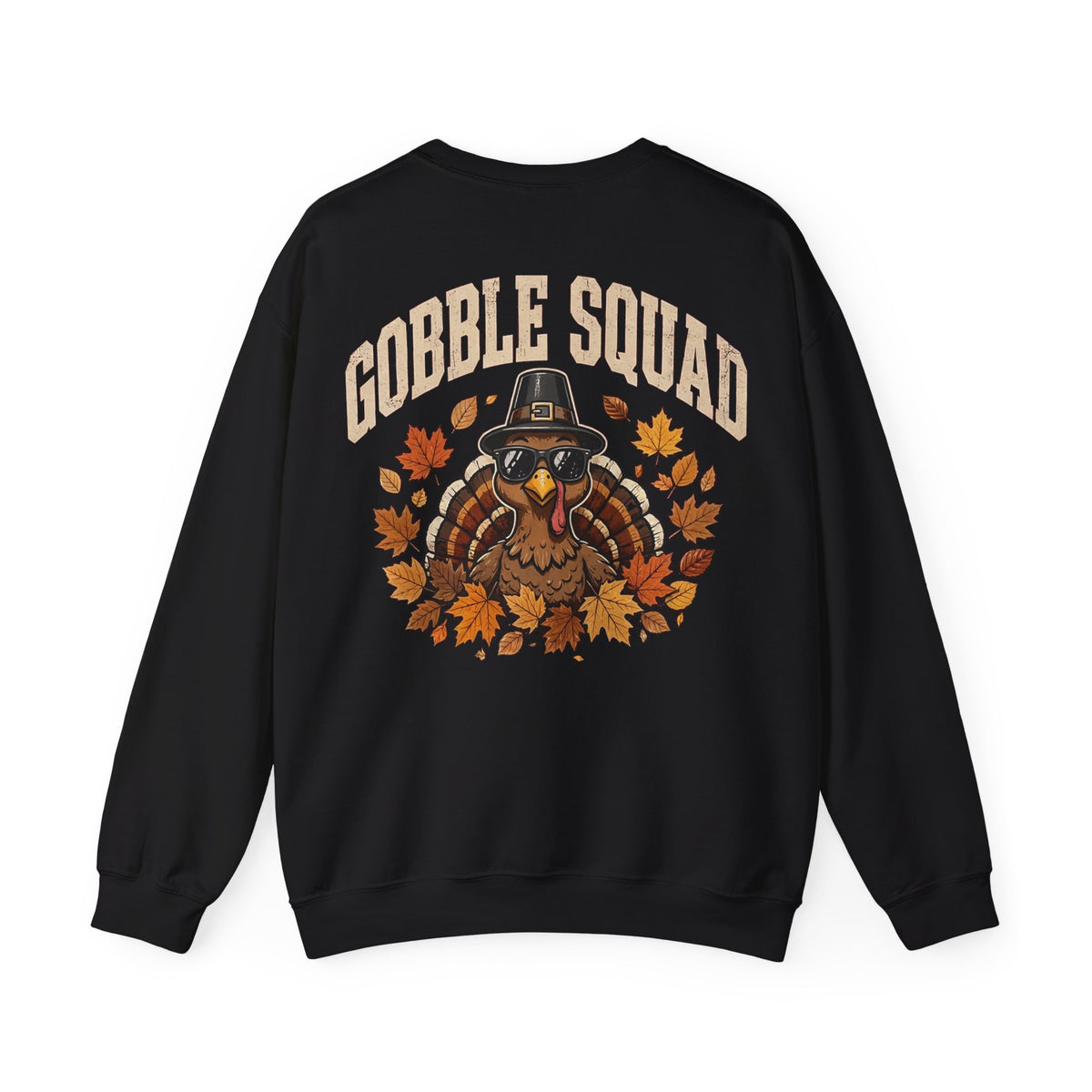 Gobble Squad Thanksgiving Sweatshirt – Funny Turkey Back Print, Peek-a-Boo Front, Fall Family Dinner Crewneck
