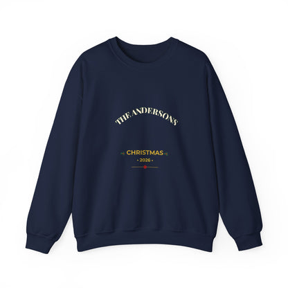 Personalized Family Name Christmas Sweatshirt 2026 – Printed Varsity Crewneck, Custom Family Christmas Gift
