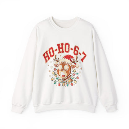 HO-HO-6-7 Funny Christmas Sweatshirt – Viral Reindeer Holiday Crewneck