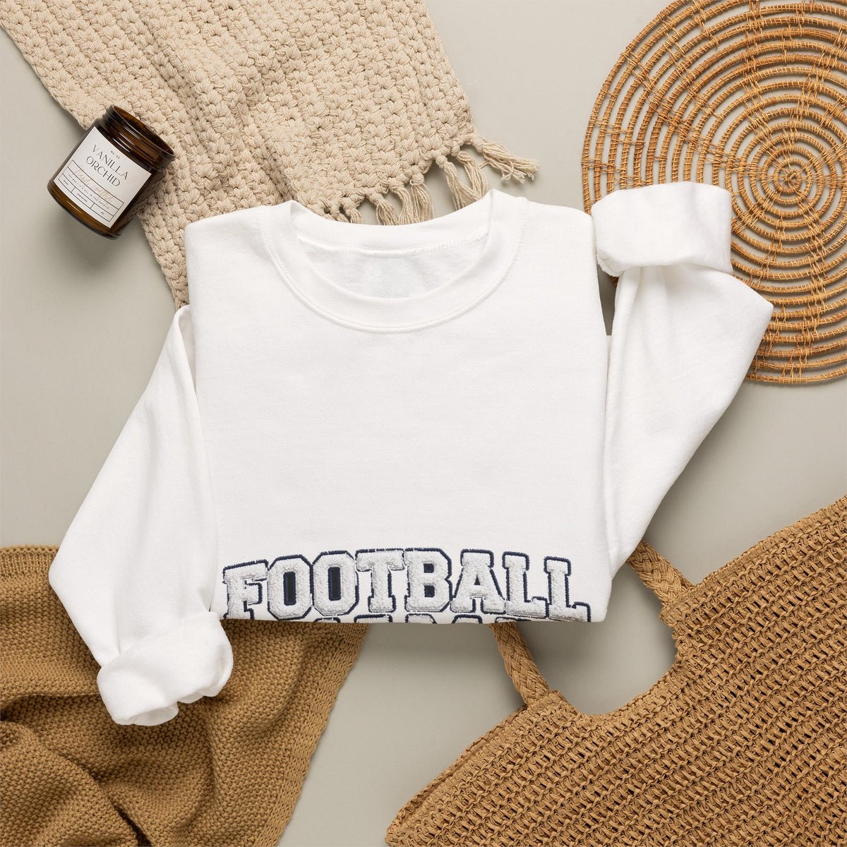 Football Mama Sweatshirt – Game Day Puff Letter Crewneck for Sports Moms
