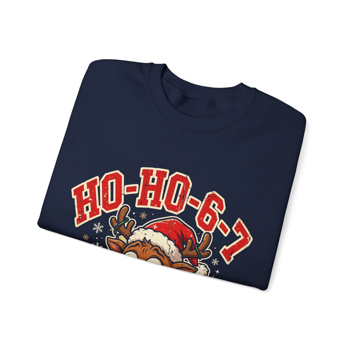 HO-HO-6-7 Funny Christmas Sweatshirt – Viral Reindeer Holiday Crewneck