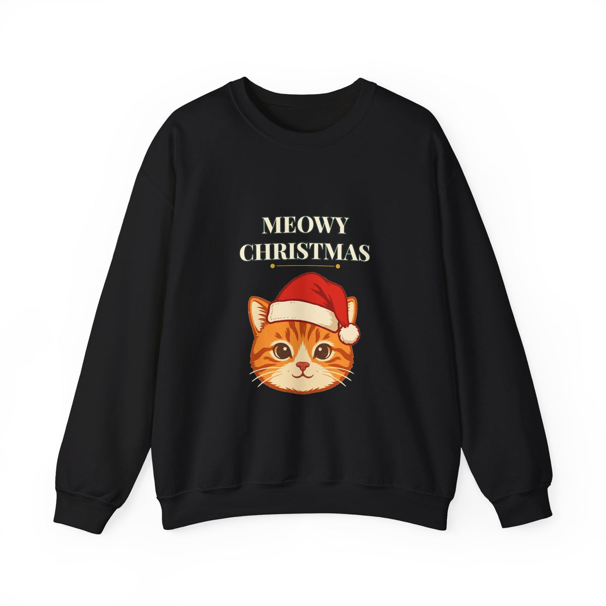 Meowy Christmas Cat Sweatshirt – Vintage Cat in Santa Hat, Funny Cat Lover Christmas Crewneck Gift