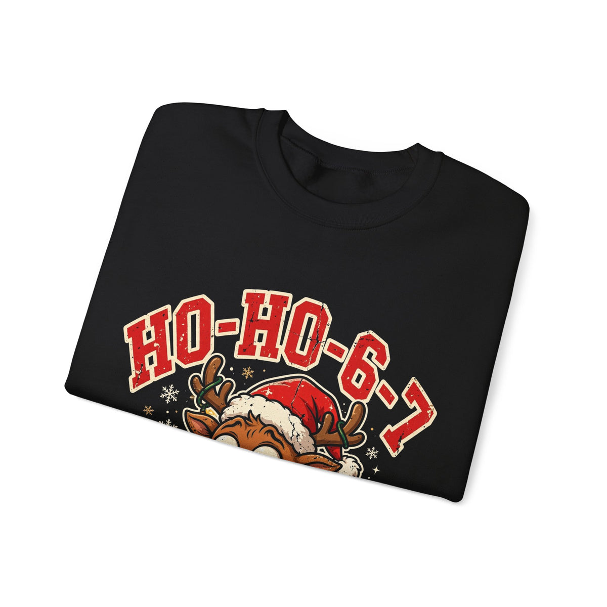 HO-HO-6-7 Funny Christmas Sweatshirt – Viral Reindeer Holiday Crewneck