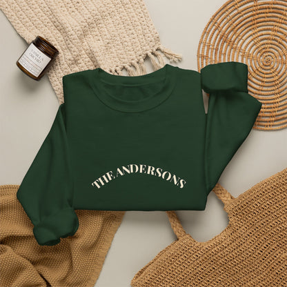 Personalized Family Name Christmas Sweatshirt 2026 – Printed Varsity Crewneck, Custom Family Christmas Gift