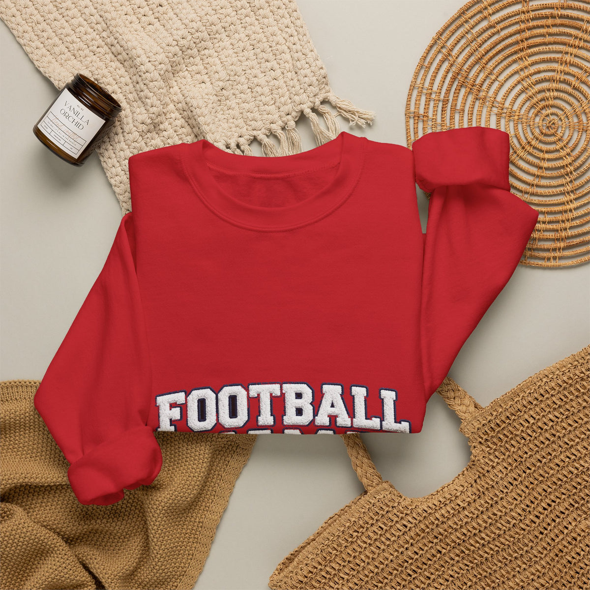 Football Mama Sweatshirt – Game Day Puff Letter Crewneck for Sports Moms