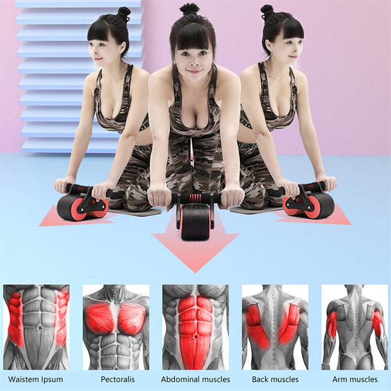 Double Wheel Abdominal Exerciser: Automatic Rebound Ab Wheel Roller for Women and Men
