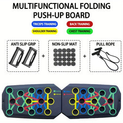 Portable Multifunctional Push-Up Board Set with Handles – Foldable Fitness Equipment for Comprehensive Chest, Abdomen, Arms, and Back Training