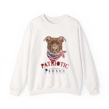 Patriotic Pit Bull Sweatshirt – Embroidered-Style American Flag Dog Crewneck