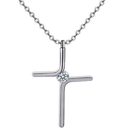 Faith Cross Necklace for Women & Men Titanium Steel Minimal Christian Pendant Daily Prayer Jewelry Gift