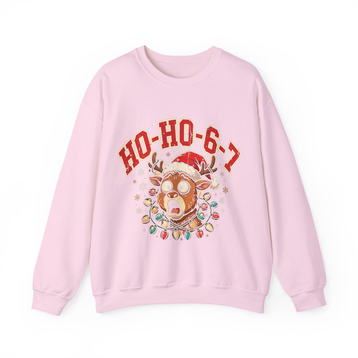 HO-HO-6-7 Funny Christmas Sweatshirt – Viral Reindeer Holiday Crewneck
