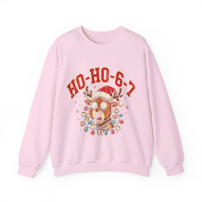 HO-HO-6-7 Funny Christmas Sweatshirt – Viral Reindeer Holiday Crewneck