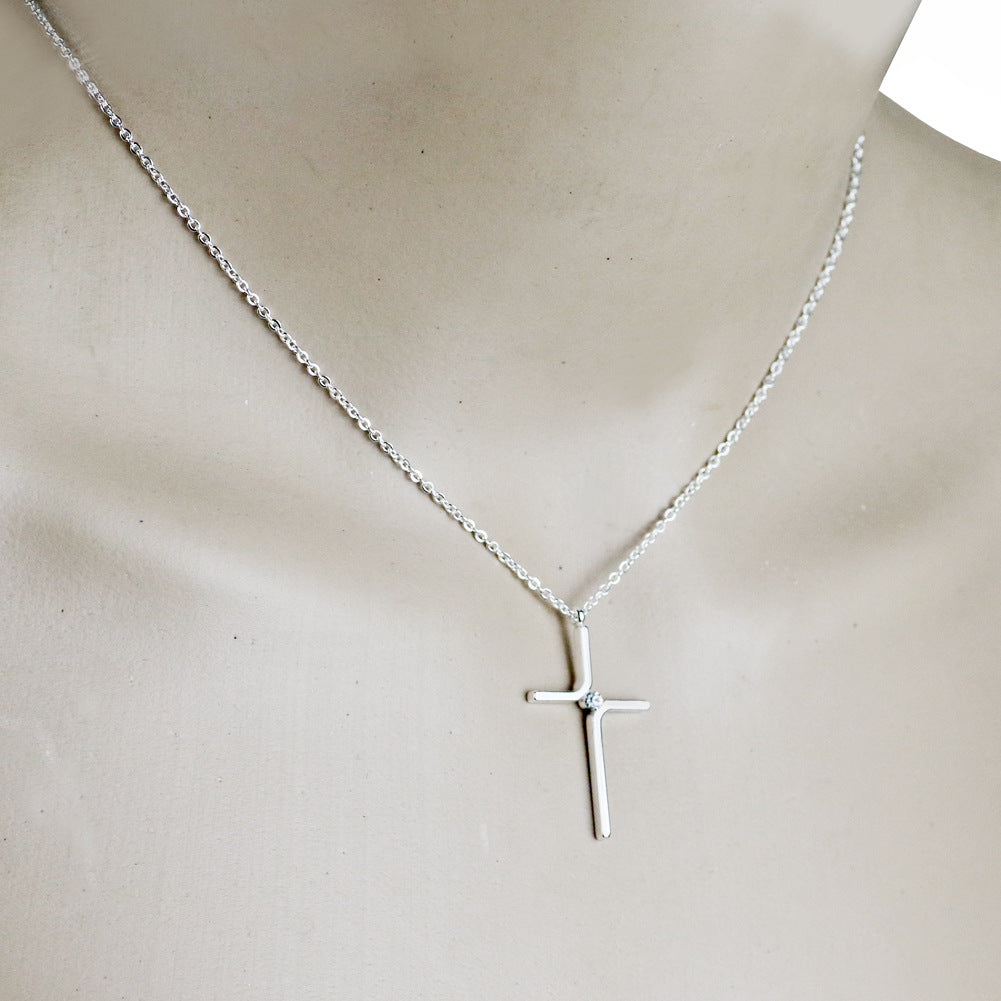 Faith Cross Necklace for Women & Men Titanium Steel Minimal Christian Pendant Daily Prayer Jewelry Gift