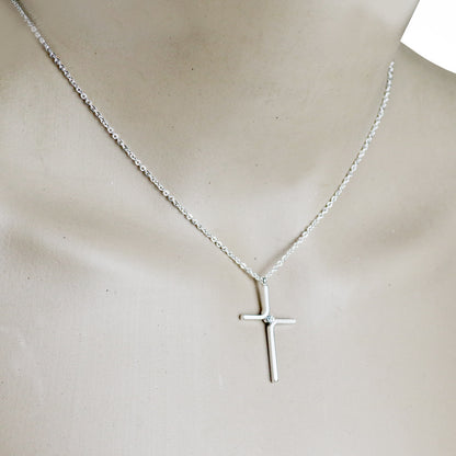 Faith Cross Necklace for Women & Men Titanium Steel Minimal Christian Pendant Daily Prayer Jewelry Gift