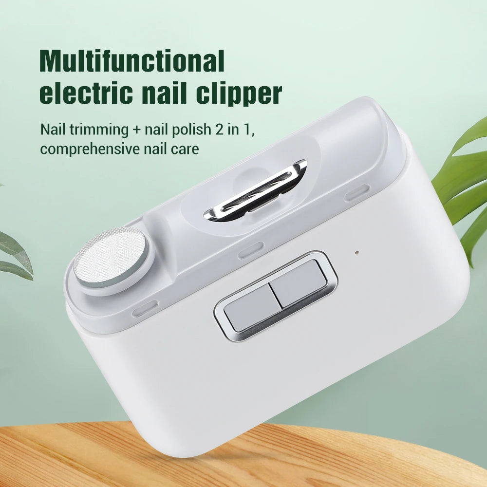 Electric 2-in-1 Nail Clipper and Grinder with LED Light: Compact Manicure Tool for Babies and Adults