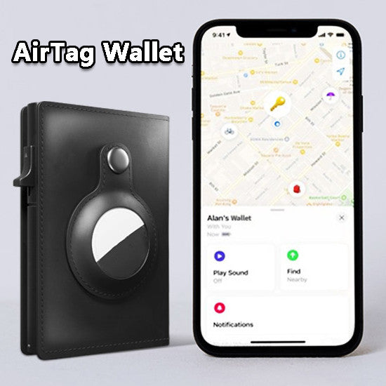 Secure Your Valuables with AirTag Wallet Anti-Theft Bullet Card Bag - RFID Card Holder for Men's Leather Slim Wallets + AirTag Compatibility