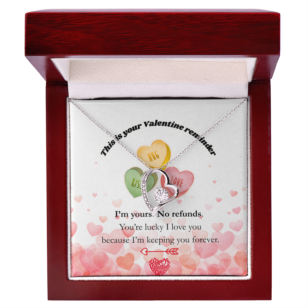 I’m Yours. No Refunds. – Funny Valentine’s Day Jewelry Gift for Her, Romantic Forever Love Necklace, Thoughtful Keepsake Gift for Wife or Girlfriend - Dsflair