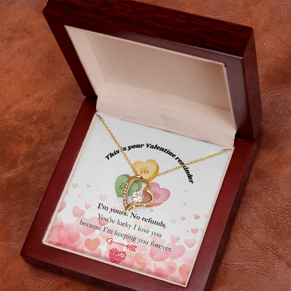 I’m Yours. No Refunds. – Funny Valentine’s Day Jewelry Gift for Her, Romantic Forever Love Necklace, Thoughtful Keepsake Gift for Wife or Girlfriend - Dsflair