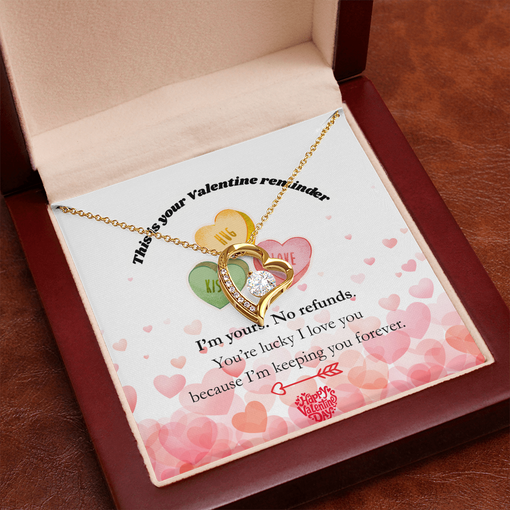 I’m Yours. No Refunds. – Funny Valentine’s Day Jewelry Gift for Her, Romantic Forever Love Necklace, Thoughtful Keepsake Gift for Wife or Girlfriend - Dsflair