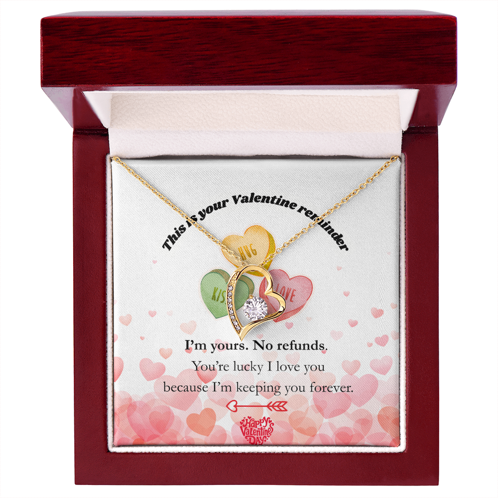 I’m Yours. No Refunds. – Funny Valentine’s Day Jewelry Gift for Her, Romantic Forever Love Necklace, Thoughtful Keepsake Gift for Wife or Girlfriend - Dsflair